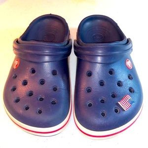 Crocs Shoes Navy Blue w/Flag Jibbit